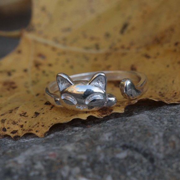 3/$25 🏷️ Cat Ring Minimal Minimalist Ring for Cat lovers Kitty Ring for her - Picture 8 of 8